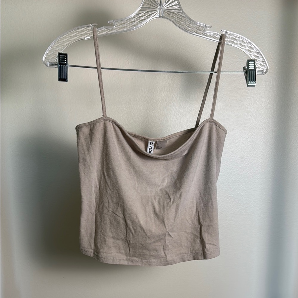 H&M Beige Square Neck Crop Tank Top
